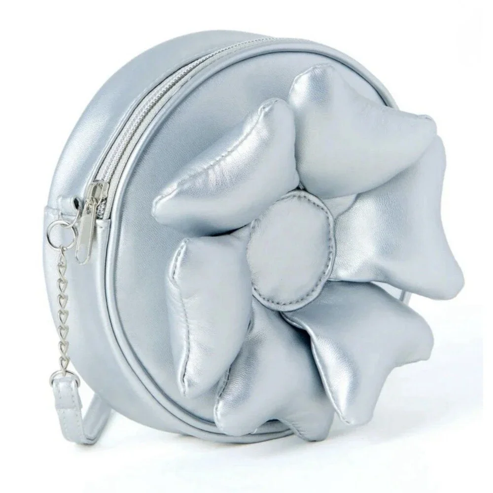 Wonder Nation Girls 3D Metallic Flower Purse with Crossbody Strap NEW